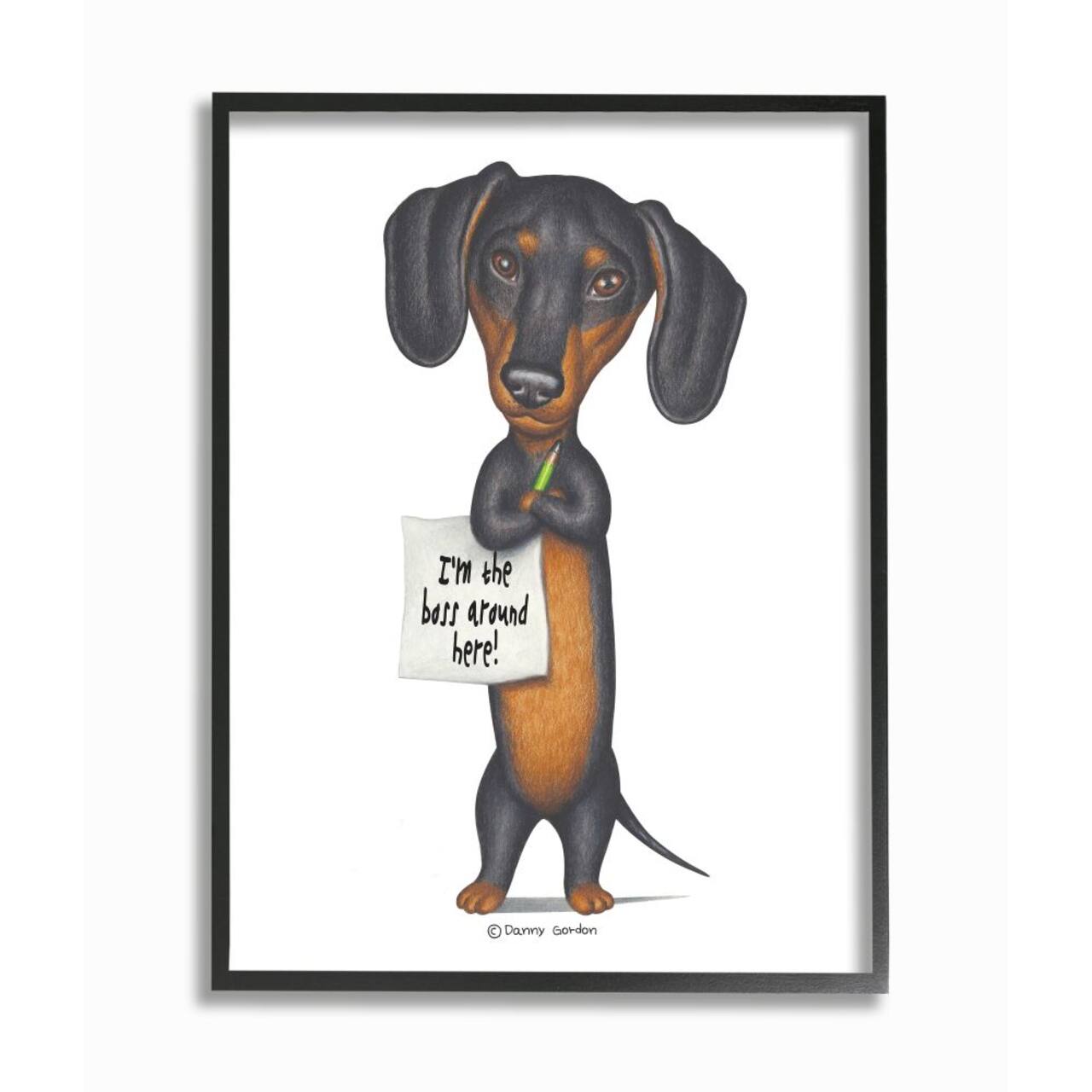 Stupell Industries Dachshund 'I'm The Boss' Fun Family Pet Phrase Framed Wall Art